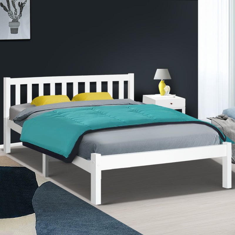 Dealsmate  Bed Frame Double Size Wooden White SOFIE
