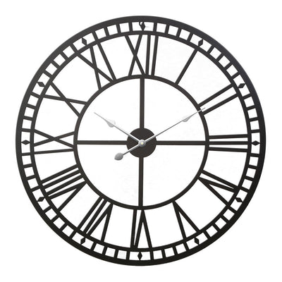 Dealsmate  80cm Wall Clock Large Roman Numerals Metal Black