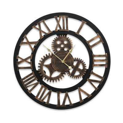 Dealsmate  60cm Wall Clock Large Retro Roman Numerals Brown