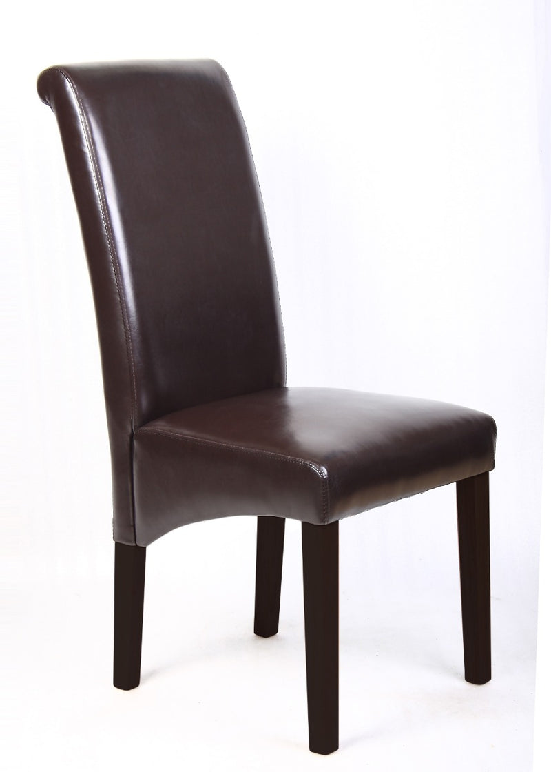 Dealsmate 2x Wooden Frame Brown Leatherette Dining Chairs with Solid Pine Legs