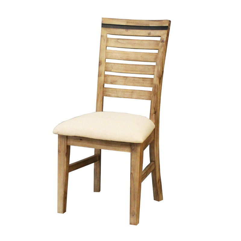 Dealsmate 2x Wooden Frame Leatherette Solid Wood Acacia Dining Chairs in Silver Brush Colour