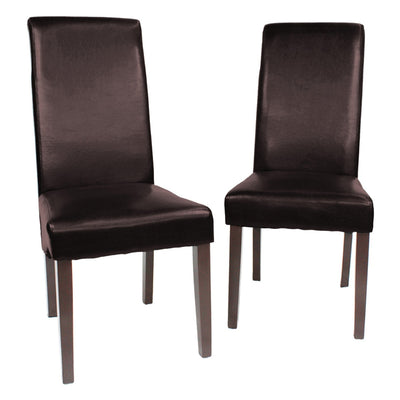 Dealsmate 2x Wooden Frame Brown Leatherette Dining Chairs with Solid Pine Legs