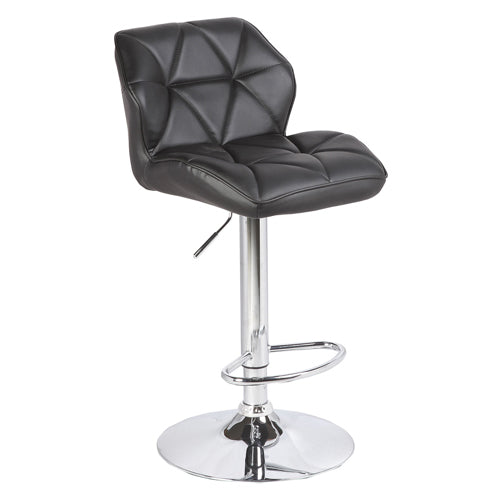 Dealsmate 2X Black Bar Stools Faux Leather Mid High Back Adjustable Crome Base Gas Lift Swivel Chairs