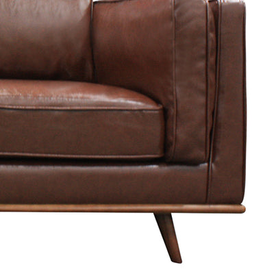 Dealsmate Single Seater Armchair Faux Leather Sofa Modern Lounge Accent Chair in Brown with Wooden Frame