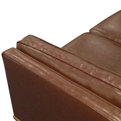 Dealsmate 2 Seater Faux Leather Sofa Brown Modern Lounge Set for Living Room Couch with Wooden Frame