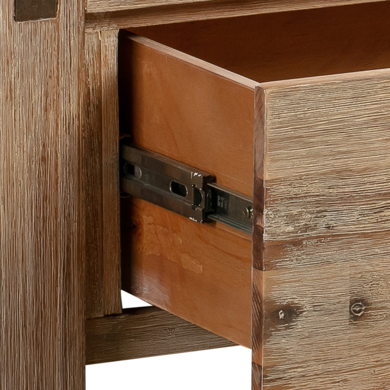 Dealsmate Coffee Table Solid Acacia Wood & Veneer Frame 2 Drawers Storage Oak Colour