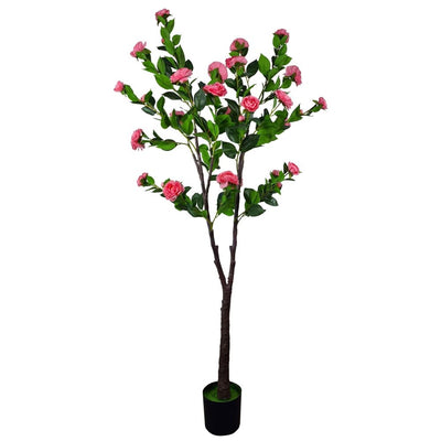 Dealsmate Flowering Natural Pink Artificial Camellia Tree 180cm