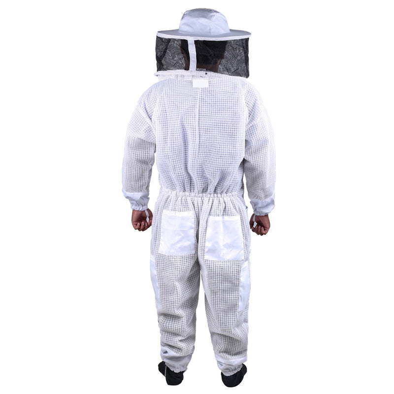 Dealsmate Beekeeping Bee Full Suit 3 Layer Mesh Ultra Cool Ventilated Round Head Beekeeping Protective Gear SIZE S