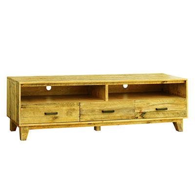 Dealsmate TV Cabinet with 3 Storage Drawers with Shelf in Wooden Entertainment Unit in Light Brown Colour