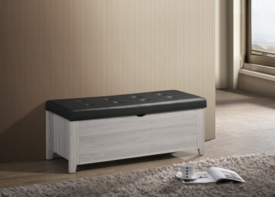 Dealsmate Blanket Box Ottoman Storage With Leather Upholstery In White Oak