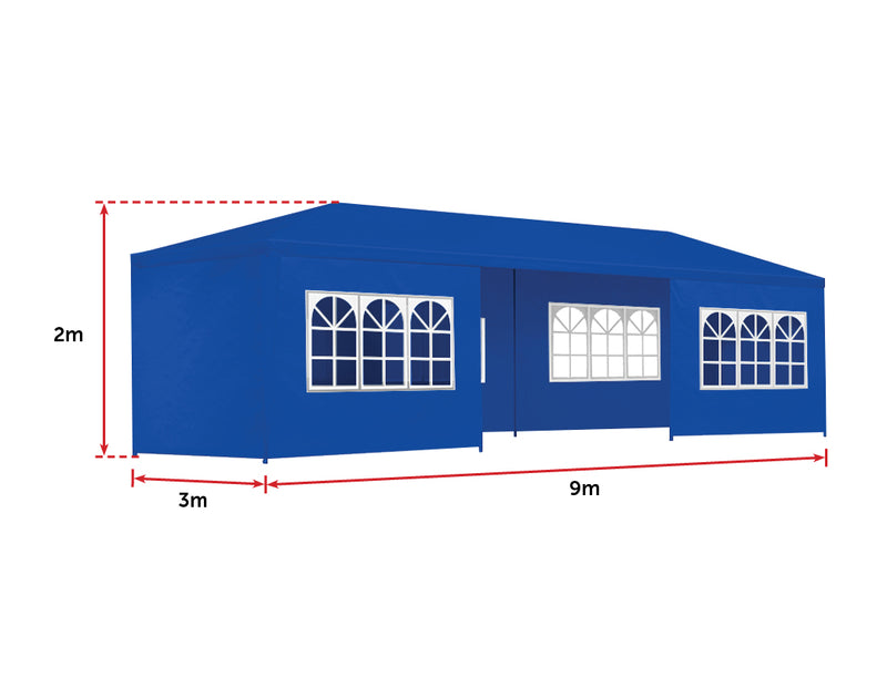 Dealsmate 3x9m Wedding Outdoor Gazebo Marquee Tent Canopy Blue