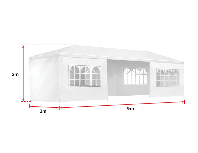 Dealsmate 3x9m Wedding Outdoor Gazebo Marquee Tent Canopy White