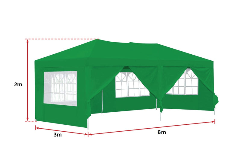 Dealsmate 3x6m Gazebo Outdoor Marquee Tent Canopy Green