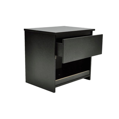 Dealsmate  Nightstand with One-Drawer Black 2 pcs