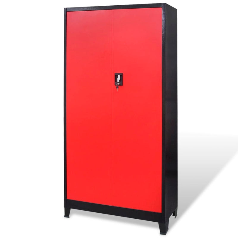 Dealsmate  Tool Cabinet with 2 Doors Steel 90x40x180 cm Black and Red