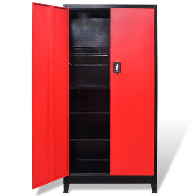 Dealsmate  Tool Cabinet with 2 Doors Steel 90x40x180 cm Black and Red