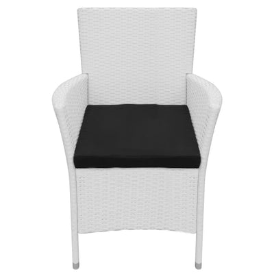Dealsmate  Garden Chairs 2 pcs with Cushions Poly Rattan Cream White