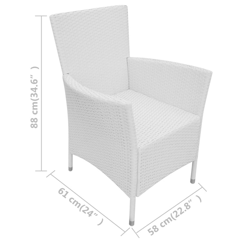 Dealsmate  Garden Chairs 2 pcs with Cushions Poly Rattan Cream White