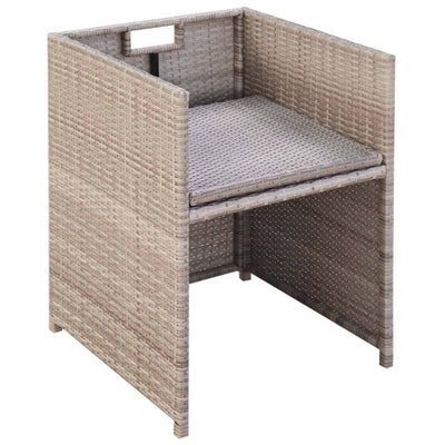 Dealsmate  5 Piece Outdoor Dining Set with Cushions Poly Rattan Beige