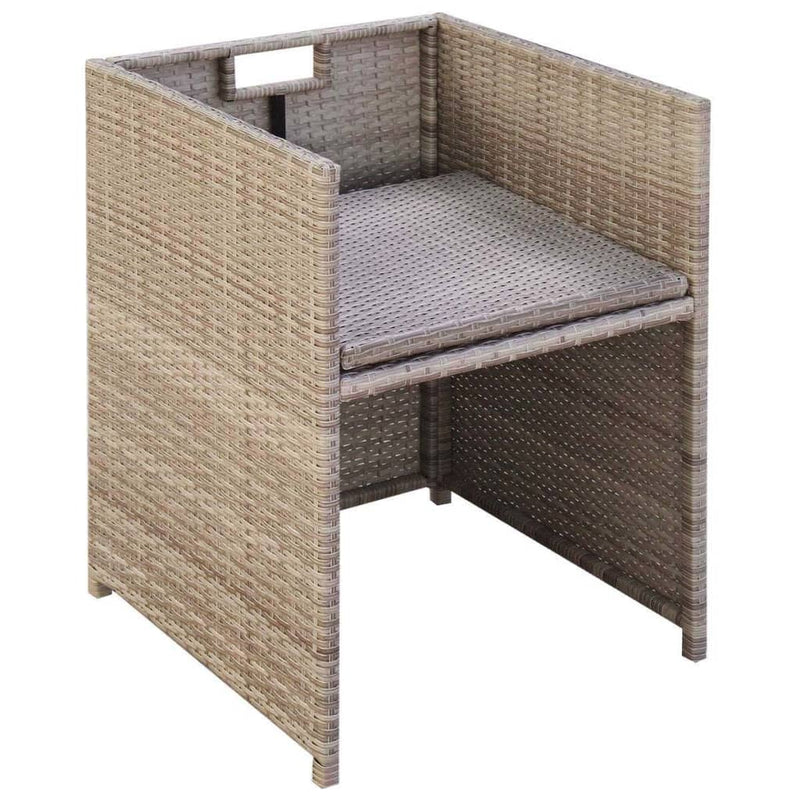Dealsmate  Garden Chairs 2 pcs with Cushions and Pillows Poly Rattan Beige