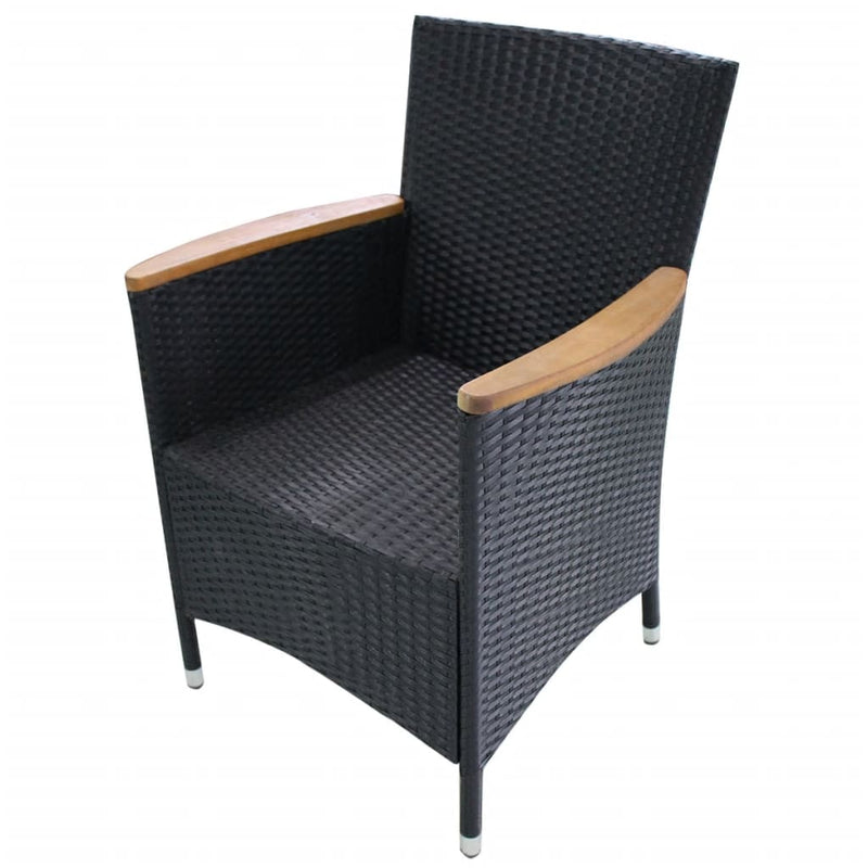 Dealsmate  Garden Chairs 2 pcs with Cushions Poly Rattan Black