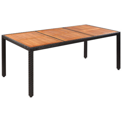 Dealsmate  Garden Table 190x90x75 cm Poly Rattan and Solid Acacia Wood