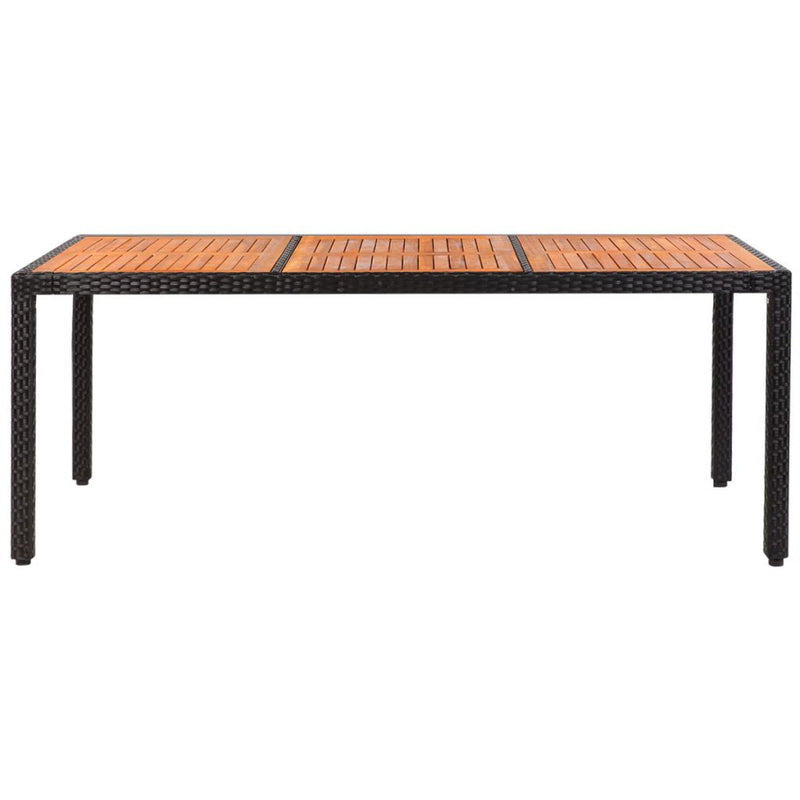Dealsmate  Garden Table 190x90x75 cm Poly Rattan and Solid Acacia Wood