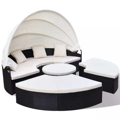 Dealsmate  Outdoor Lounge Bed Poly Rattan Black