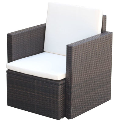 Dealsmate  Garden Chair with Cushions and Pillows Poly Rattan Brown