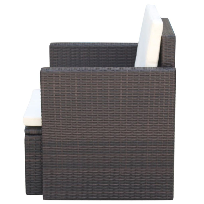 Dealsmate  Garden Chair with Cushions and Pillows Poly Rattan Brown