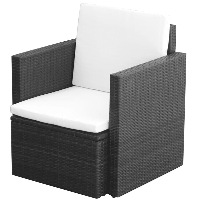 Dealsmate  Garden Chair with Cushions and Pillows Poly Rattan Black