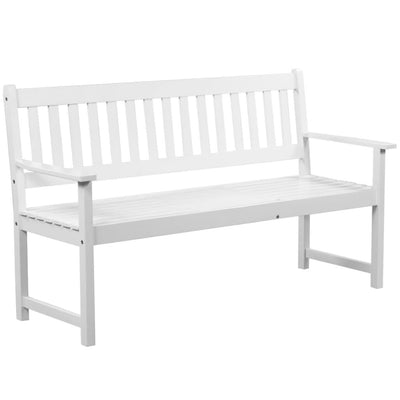 Dealsmate  Garden Bench with Pop-up Table 158 cm Solid Acacia Wood White