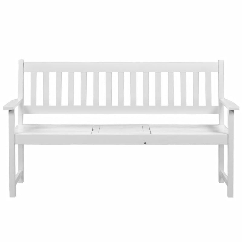 Dealsmate  Garden Bench with Pop-up Table 158 cm Solid Acacia Wood White
