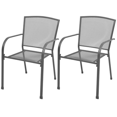 Dealsmate  Stackable Garden Chairs 2 pcs Steel Grey