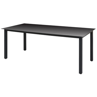 Dealsmate  Garden Table Black 190x90x74 cm Aluminium and Glass