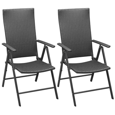 Dealsmate  Stackable Garden Chairs 2 pcs Poly Rattan Black