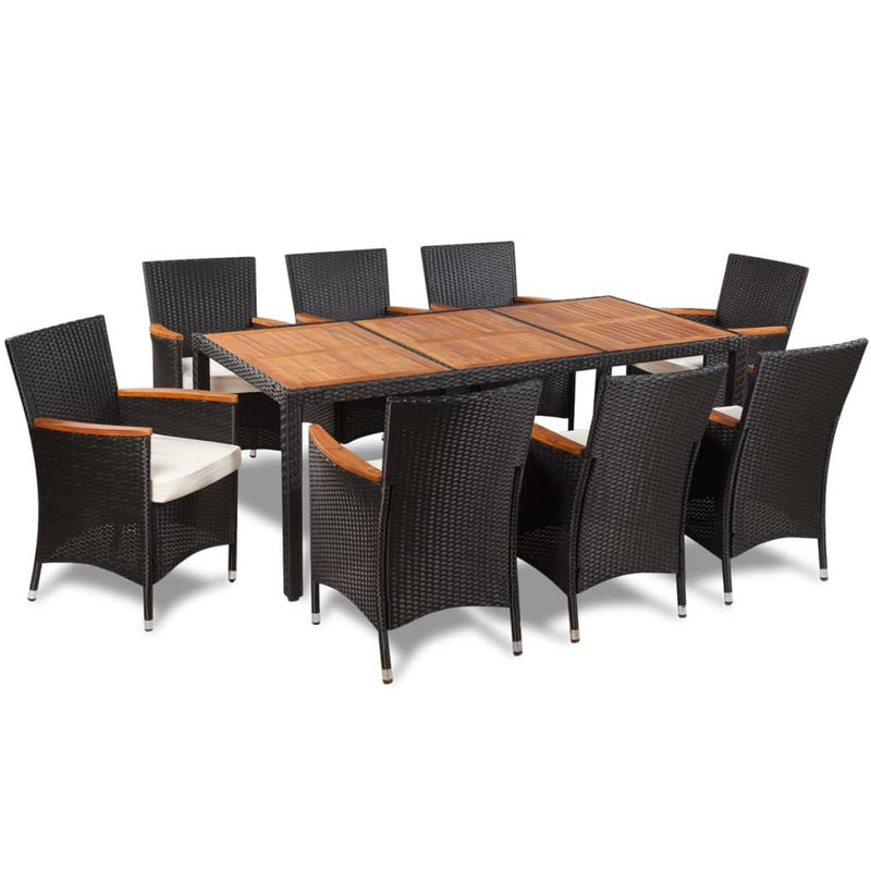 Dealsmate  9 Piece Outdoor Dining Set with Cushions Poly Rattan