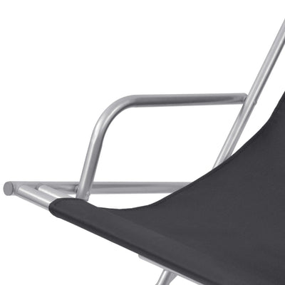 Dealsmate  Reclining Deck Chairs 2 pcs Steel Black