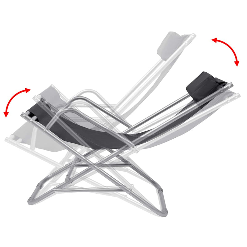 Dealsmate  Reclining Deck Chairs 2 pcs Steel Black