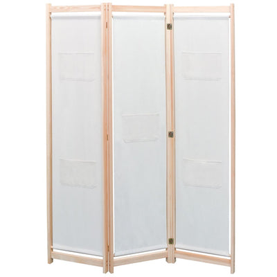 Dealsmate  3-Panel Room Divider Cream 120x170x4 cm Fabric