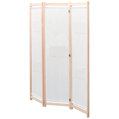 Dealsmate  3-Panel Room Divider Cream 120x170x4 cm Fabric