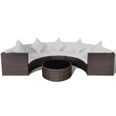 Dealsmate  6 Piece Garden Lounge Set with Cushions Poly Rattan Brown