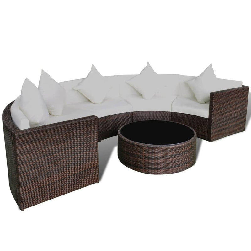Dealsmate  6 Piece Garden Lounge Set with Cushions Poly Rattan Brown
