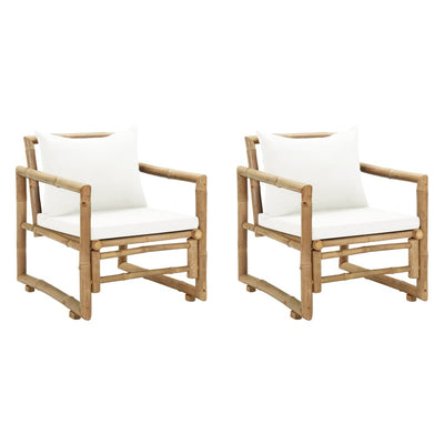 Dealsmate  Garden Chairs 2 pcs with Cushions and Pillows Bamboo