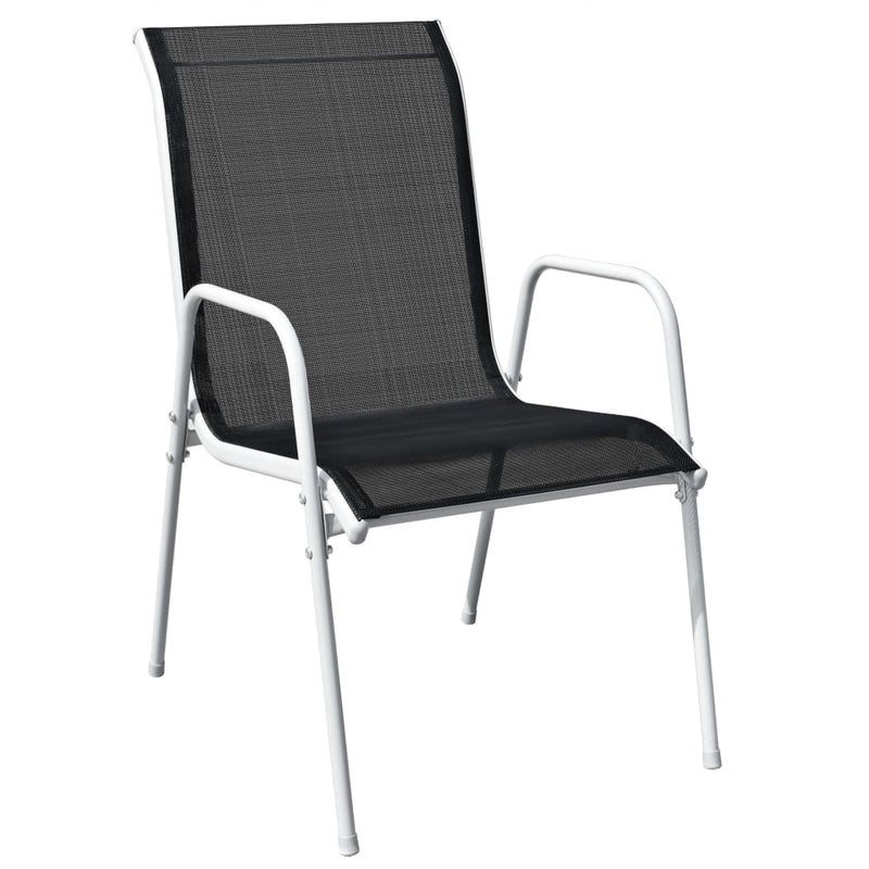 Dealsmate  Stackable Garden Chairs 6 pcs Steel and Textilene Black