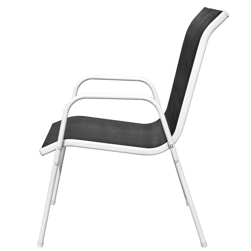 Dealsmate  Stackable Garden Chairs 6 pcs Steel and Textilene Black