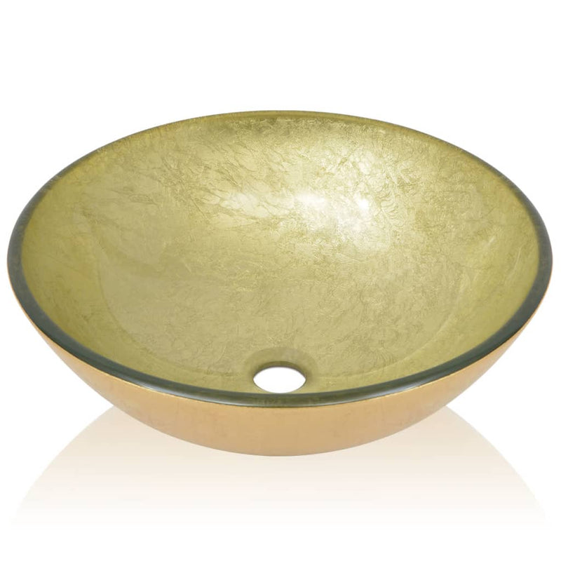 Dealsmate  Basin Tempered Glass 42 cm Gold
