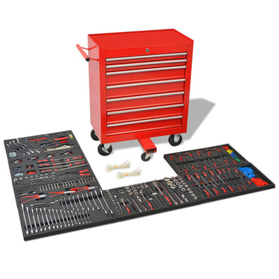 Dealsmate  Workshop Tool Trolley with 1125 Tools Steel Red