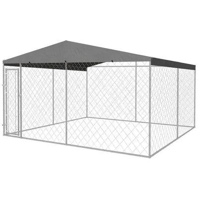 Dealsmate  Outdoor Dog Kennel with Roof 4x4x2.4 m