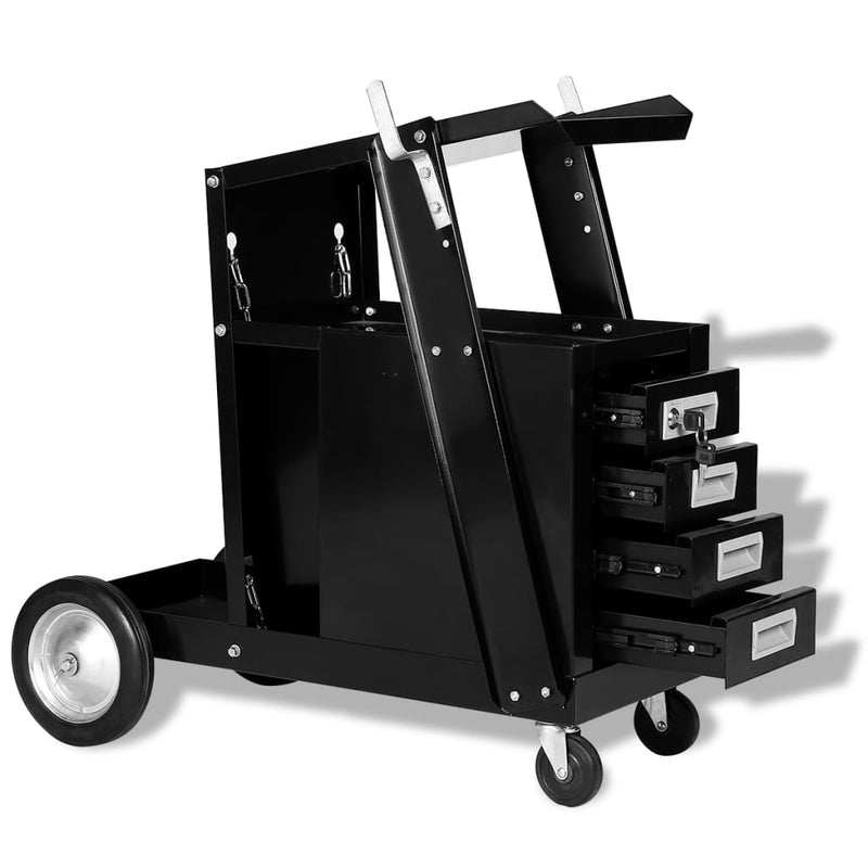 Dealsmate  Welding Cart with 4 Drawers Black